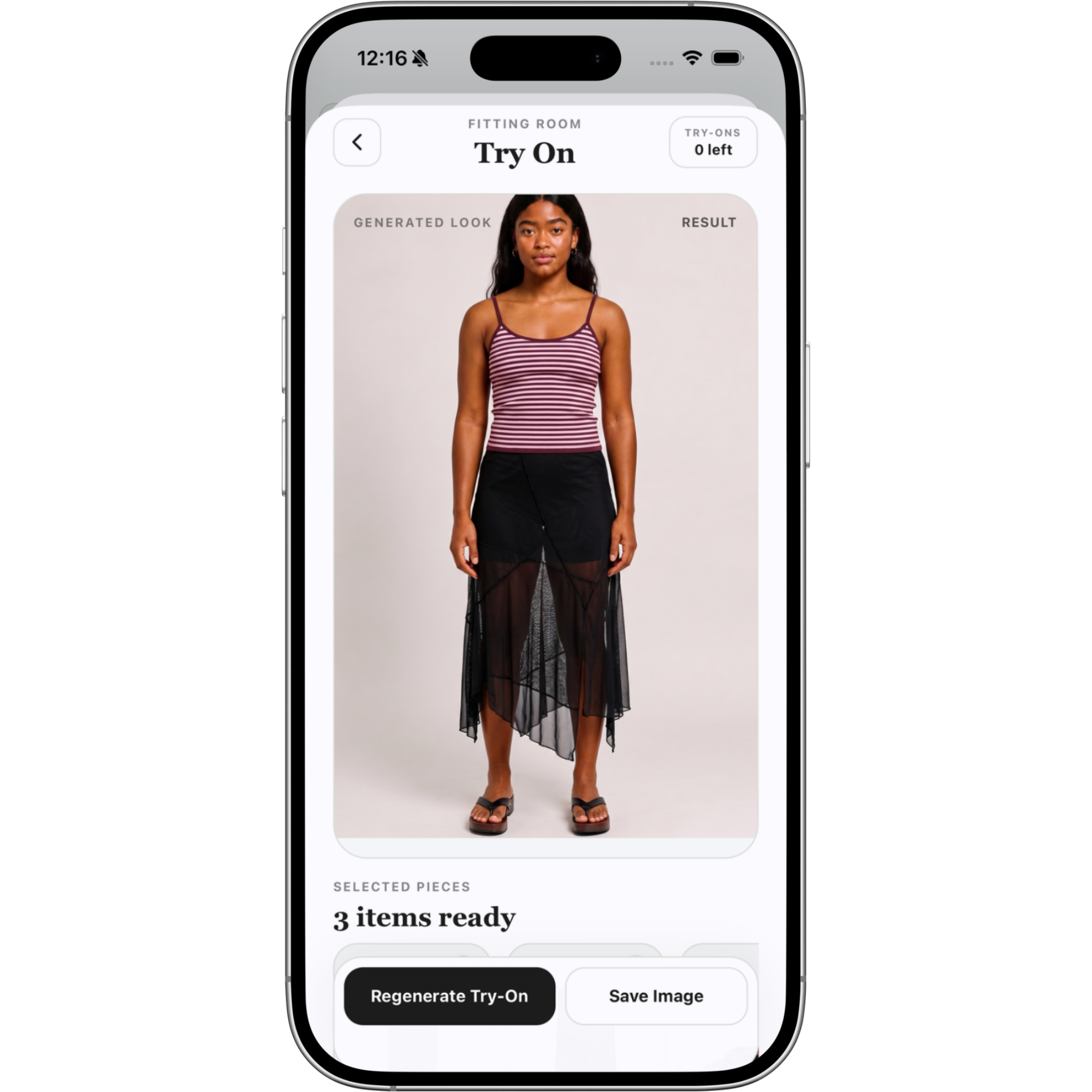 Klozu Try On result screen.